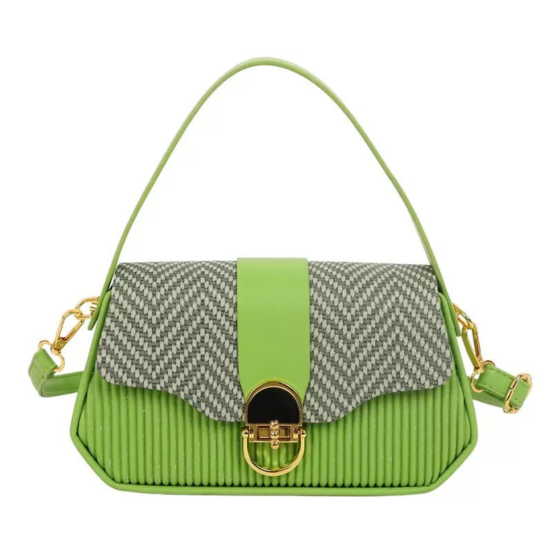 Noir Ribbed Lock Shoulder Bag