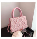 Denim Lattice Mini Top Handle Bag