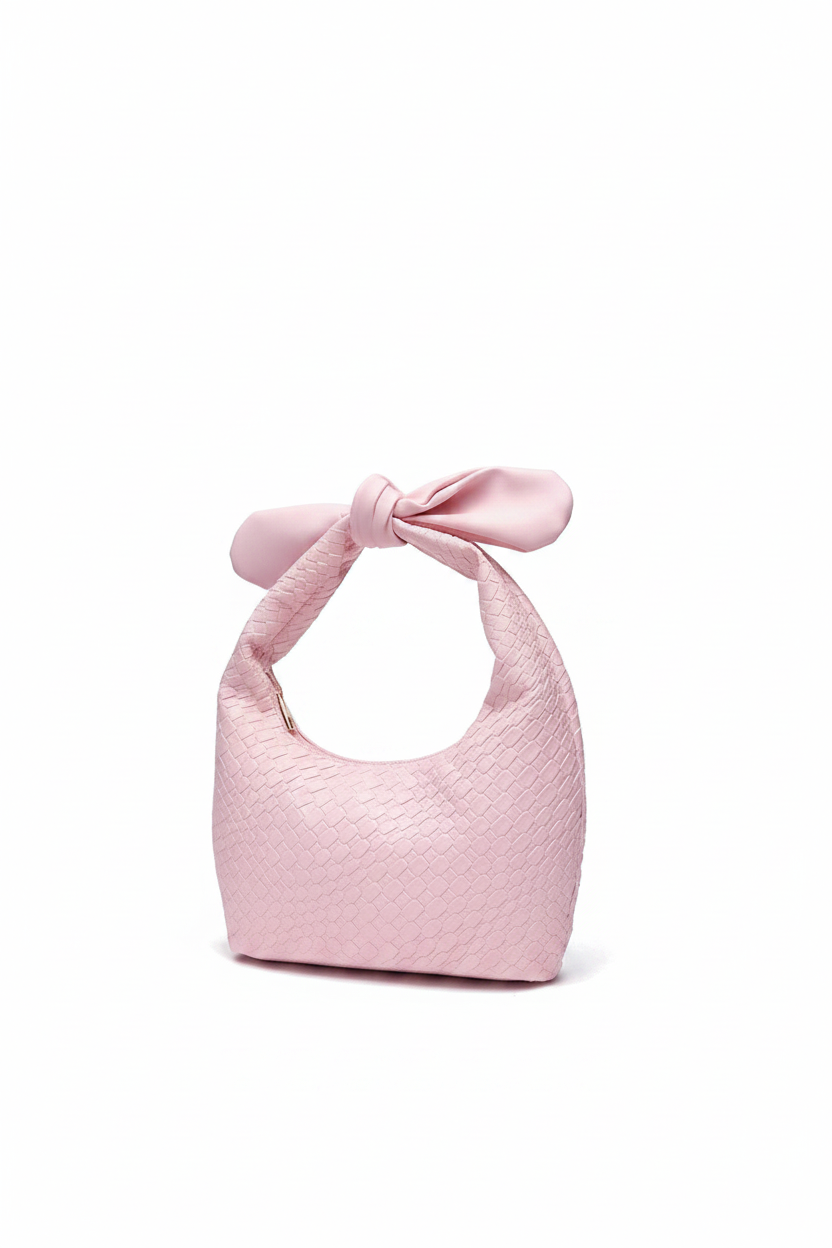 Knotted Bow Woven Hobo Bag