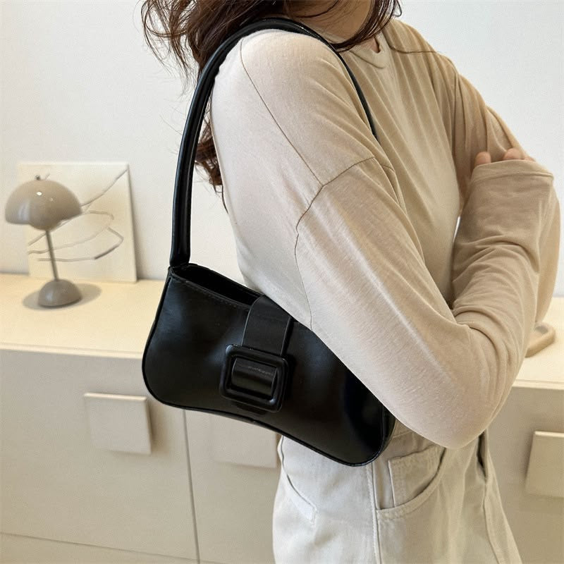 Chrome Buckle Baguette Bag