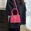 Fuchsia V-Quilt Top Handle Bag