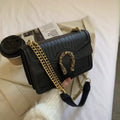 Black Croc Dragon Clasp Bag