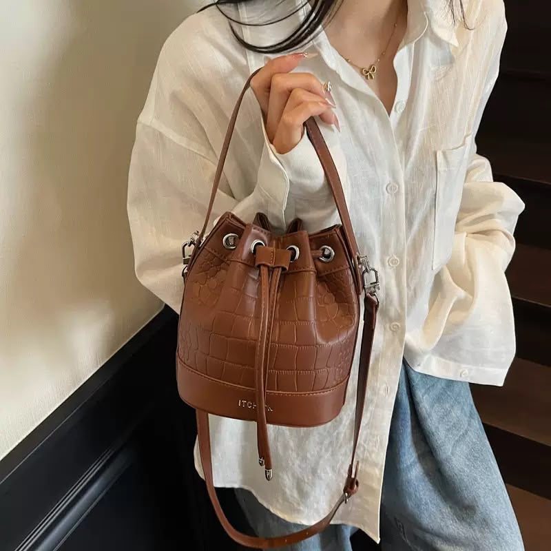 Croc-Emb Croco Bucket Bag