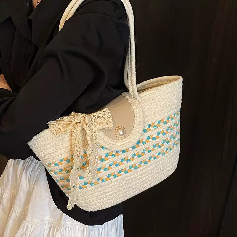 Coastal Stripe Rope Tote