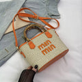 Bamboo Handle Woven Mini Tote