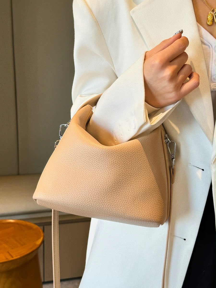 Pebbled Lock Hobo Bag