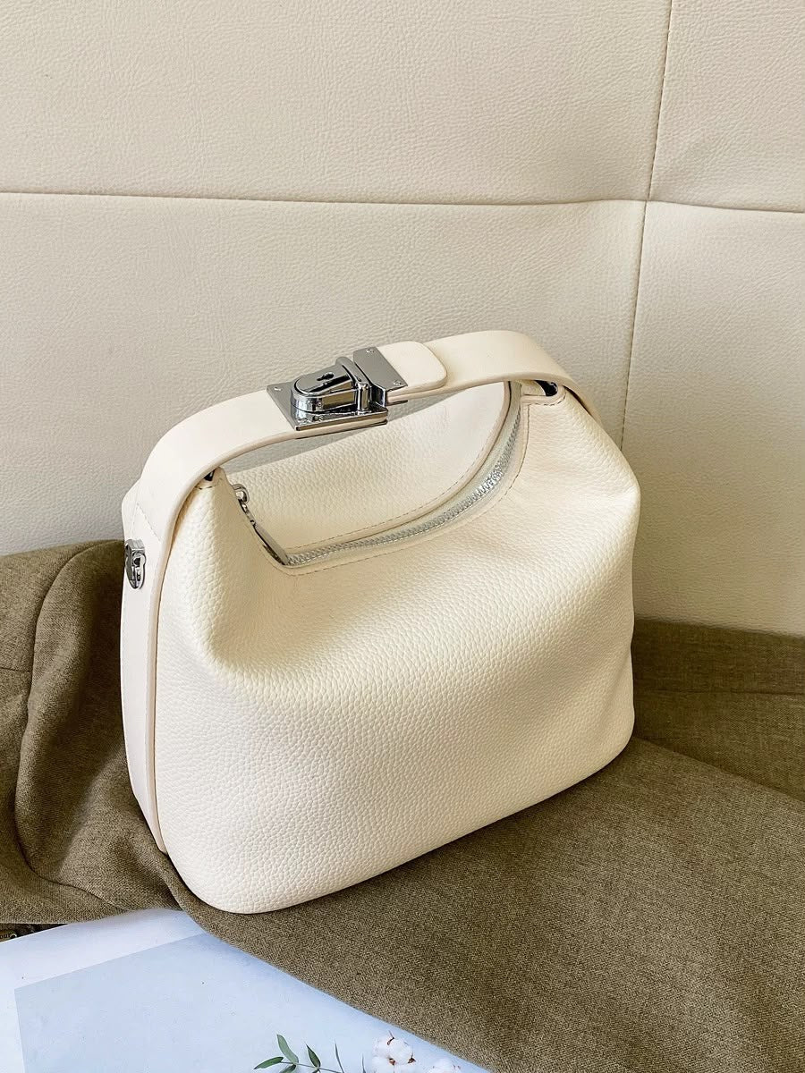 Pebbled Lock Hobo Bag
