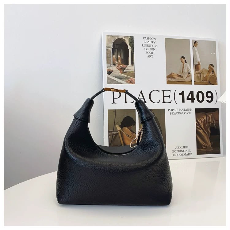 Pebbled Lock Hobo Bag