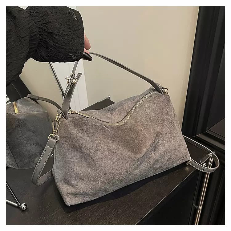 Suede Slouchy Shoulder Bag