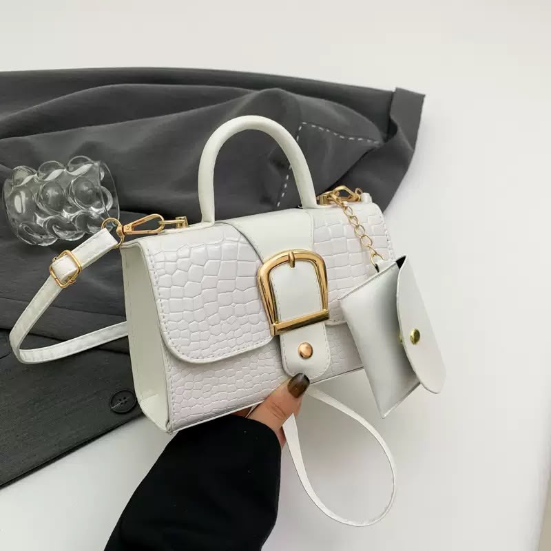 Croc Buckle Mini Satchel + Pouch Set