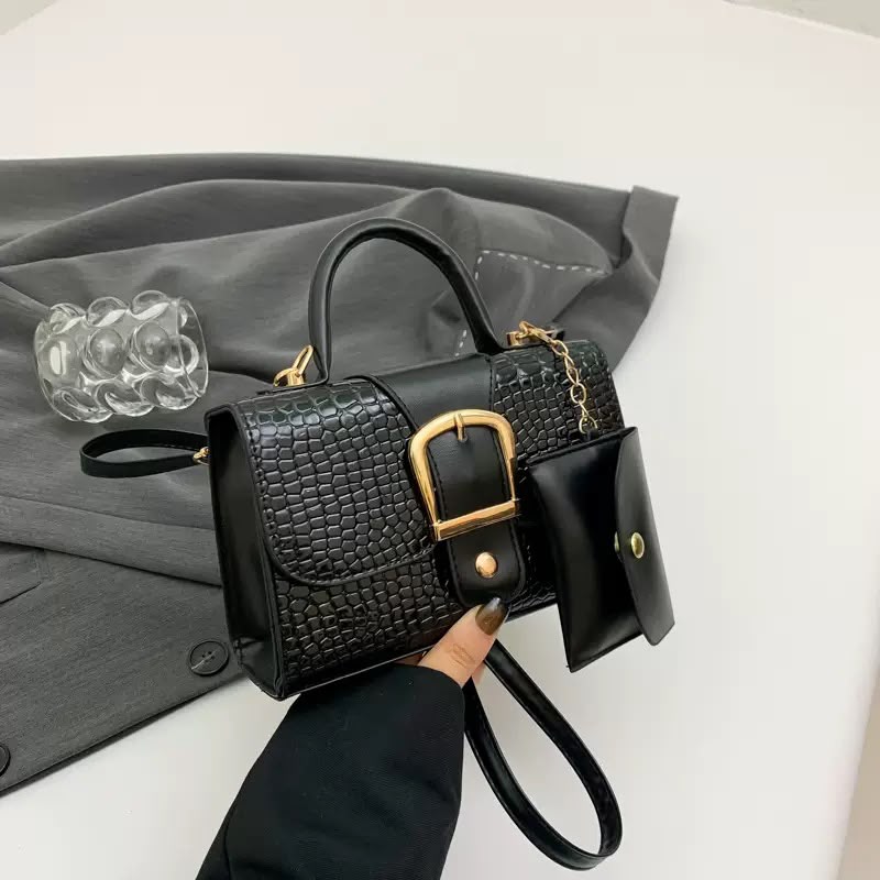 Croc Buckle Mini Satchel + Pouch Set